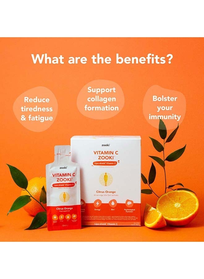 Zooki Liposomal Vitamin C 1000mg – Citrus Orange Flavor – High Absorption Liquid Sachets – Immune & Antioxidant Support – 14 Sachets - Image 5